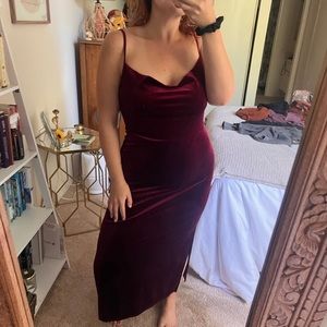 Wine Red Velvet Dress